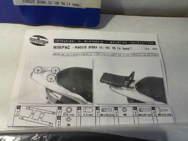 PORTAPACCHI PIAGGIO SFERA 50/125 4T NON FANGO 1649 - immagine 3