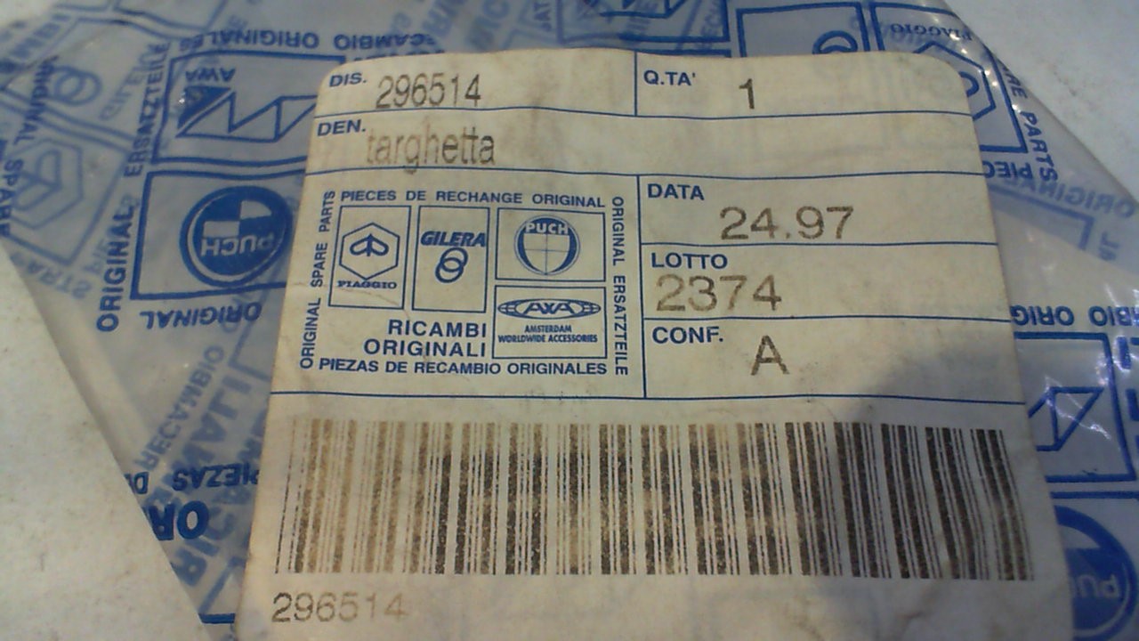 TARGHETTA Z 50 PIAGGIO 296514 - immagine 3