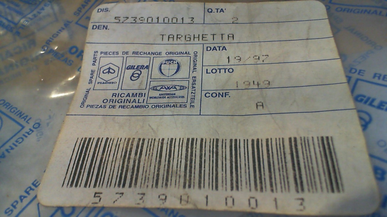 TARGHETTA FREE PIAGGIO 5739010013 - immagine 3
