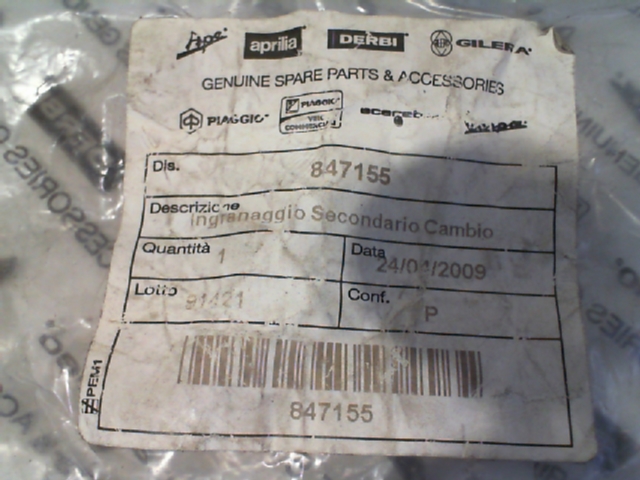 INGRANAGGIO SECONDARIO CAMBIO 3° RCR SMT 50 GILERA 847155 - immagine 3