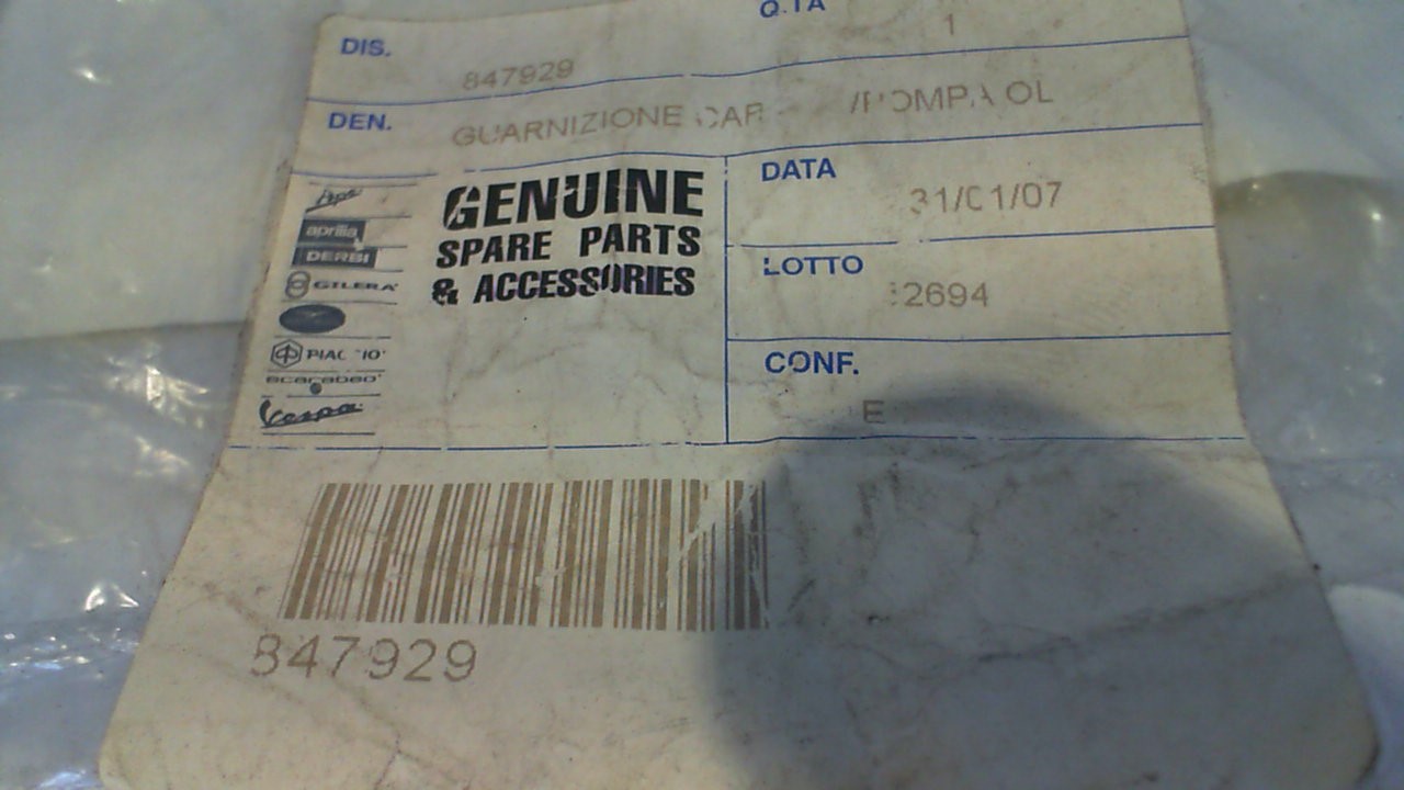 GUARNIZIONE POMPA OLIO PIAGGIO APRILIA 847929 - immagine 3