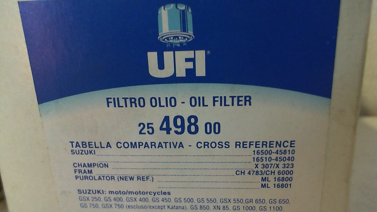 FILTRO OLIO SUZUKI GS - GSX UFI 25 498 000 - immagine 3