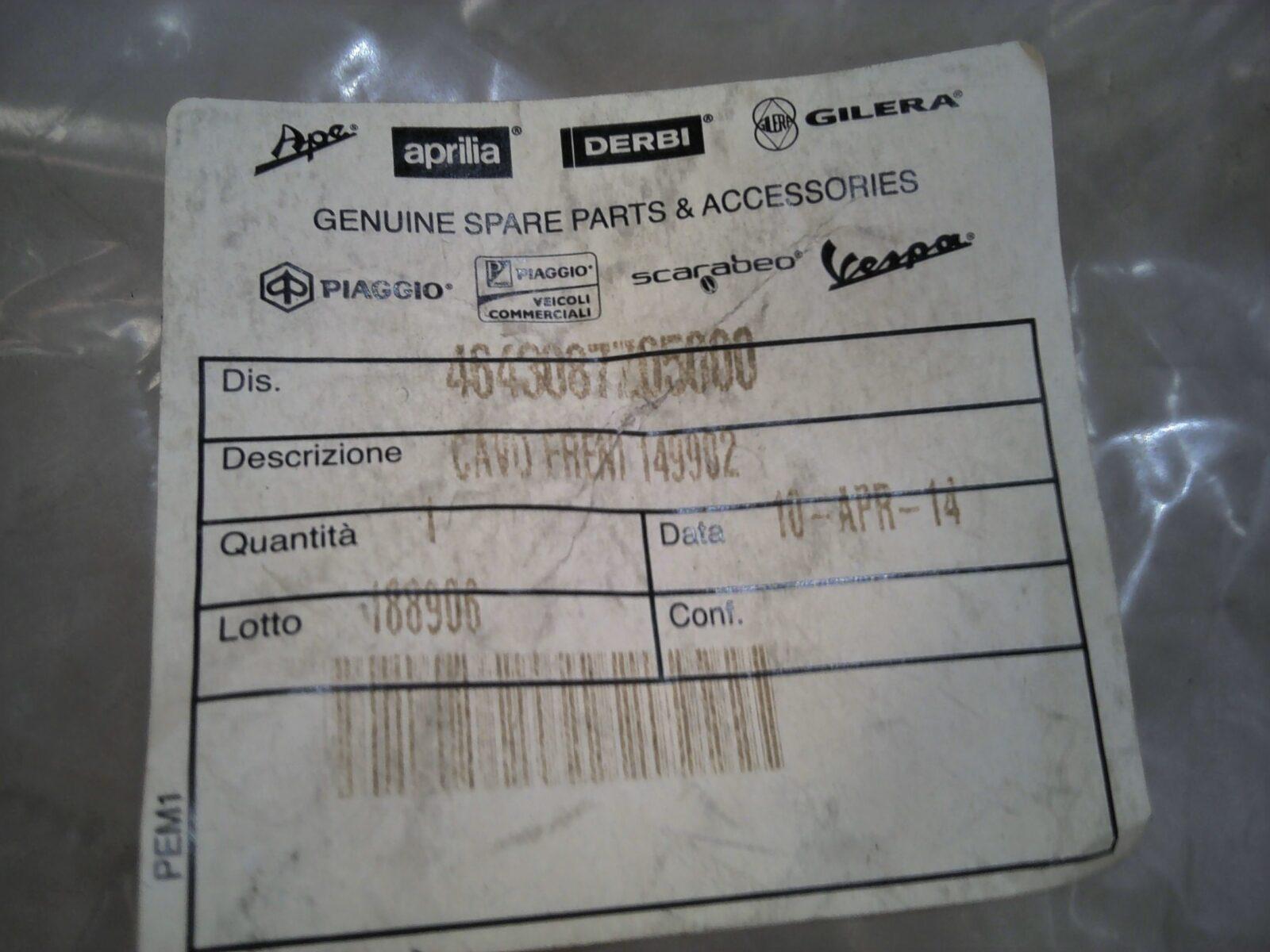 CAVO FRENO MANO POST. SX PORTER PIAGGIO 4643087Z05000 - immagine 3