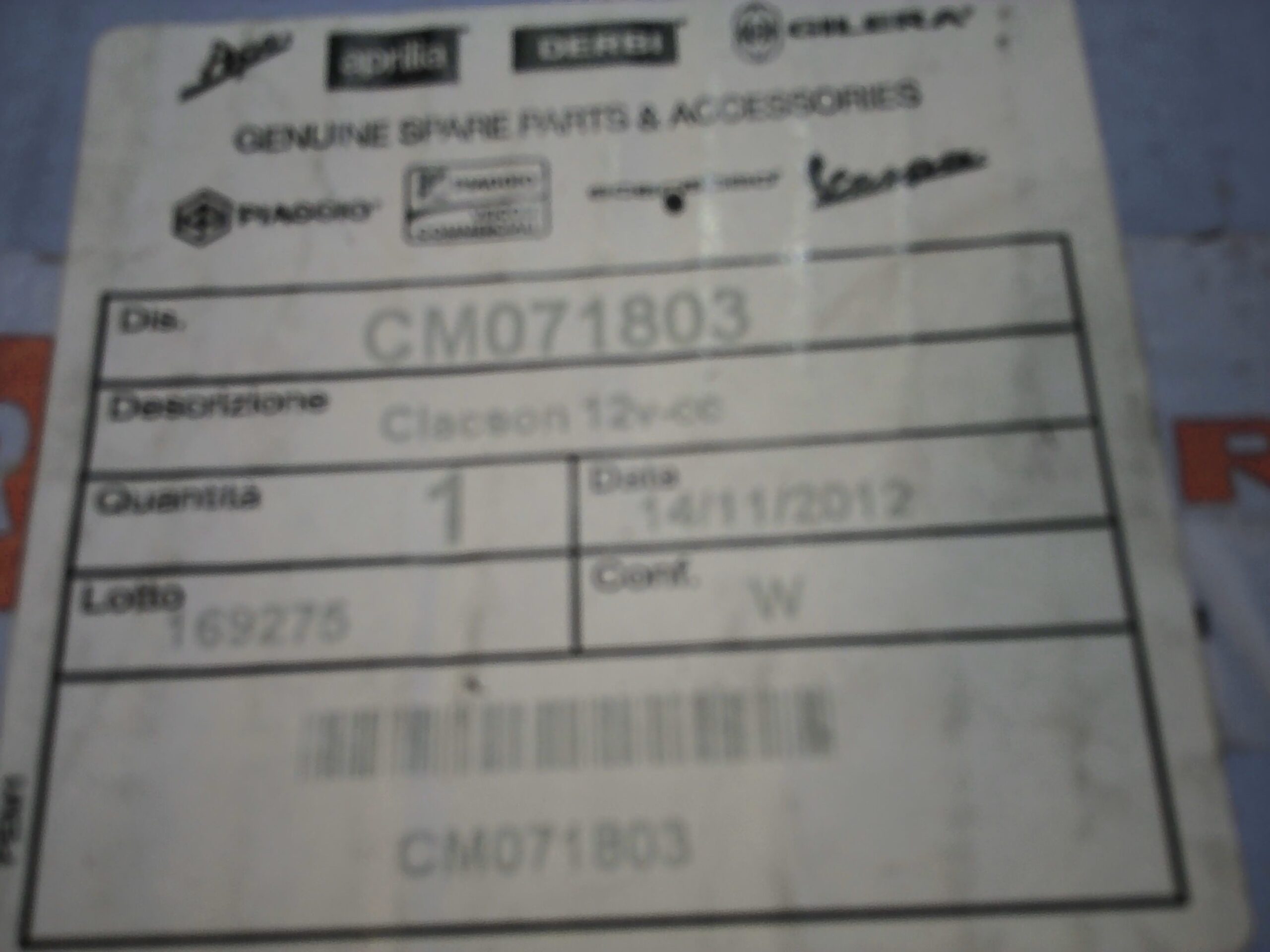 CLACSON 12 V PIAGGIO liberty mp3 CM071803 - immagine 2