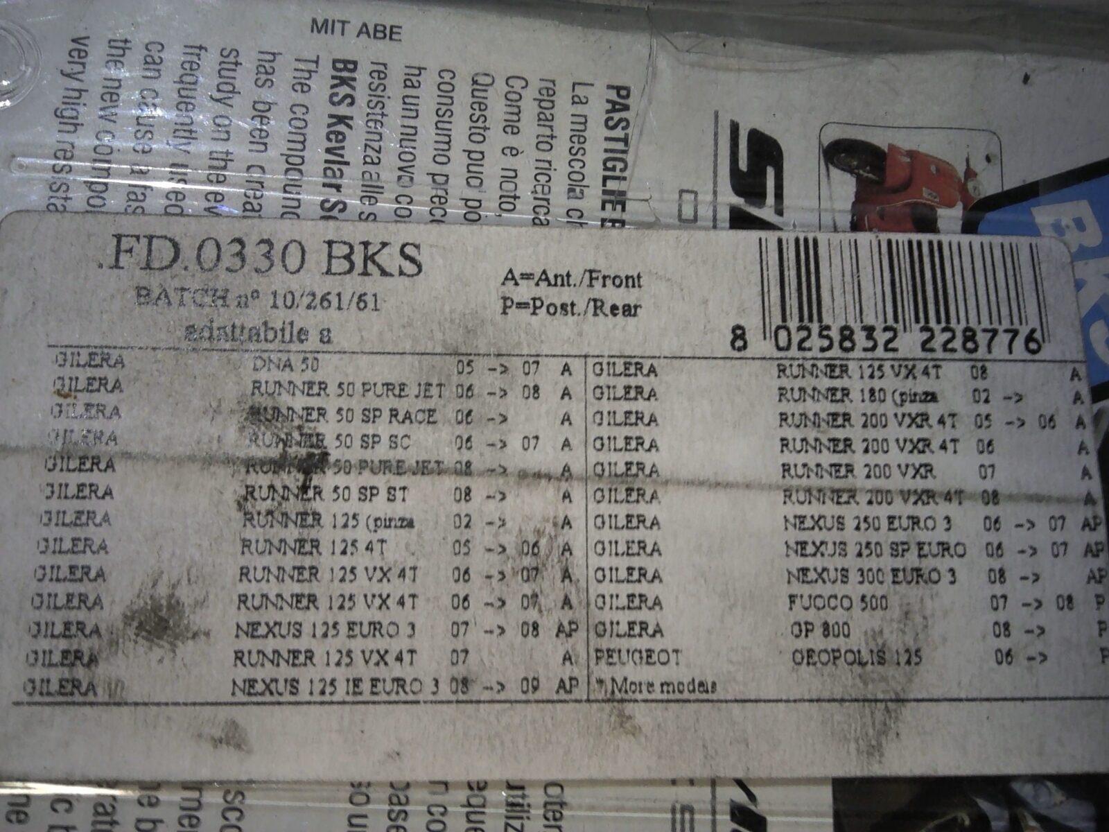PASTIGLIE FRENO NEW FREN FD 0330 BKS PER RUNNER - immagine 3