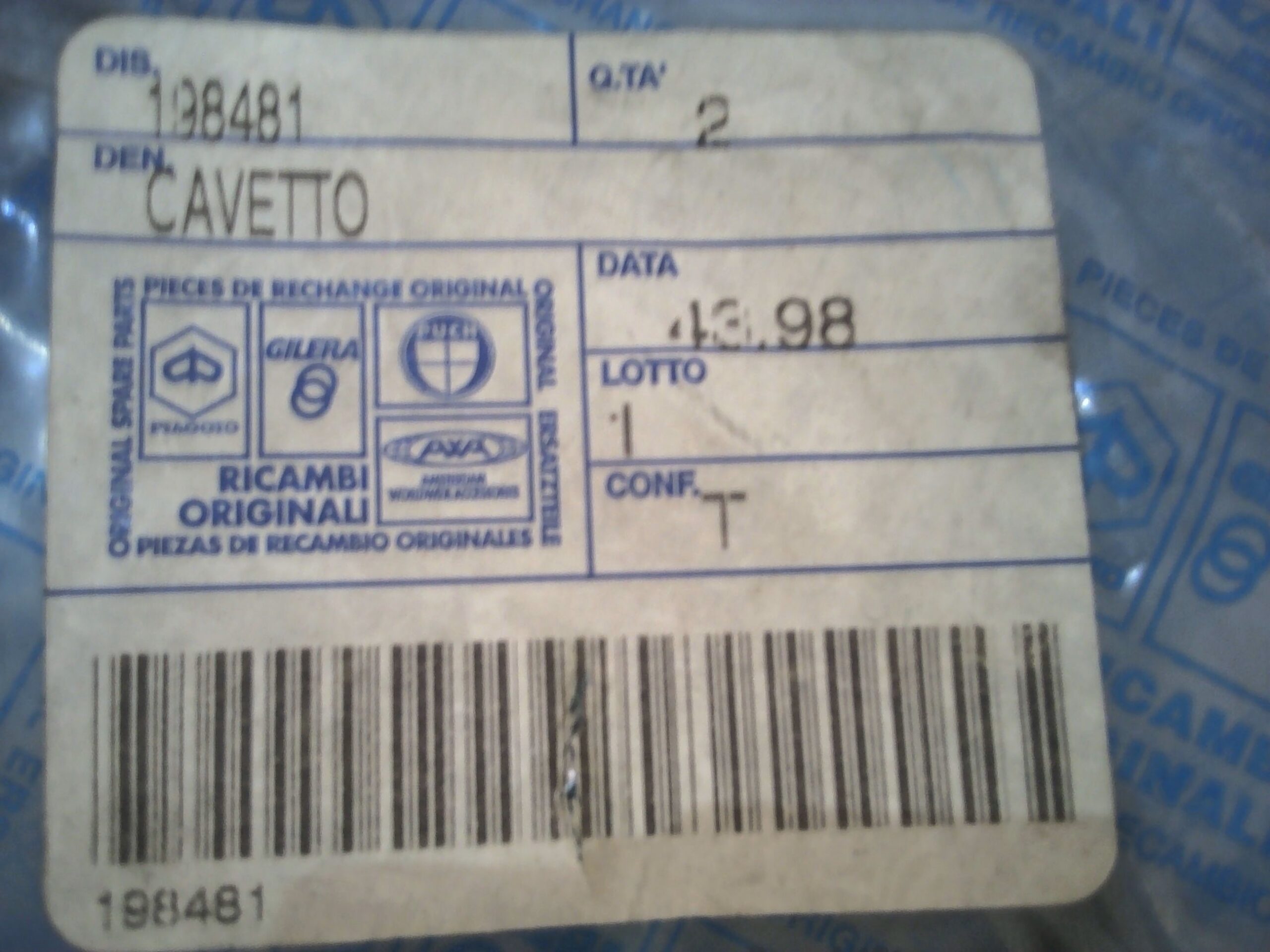 CAVETTO FRENO POST. VESPA PIAGGIO 198481 - immagine 5