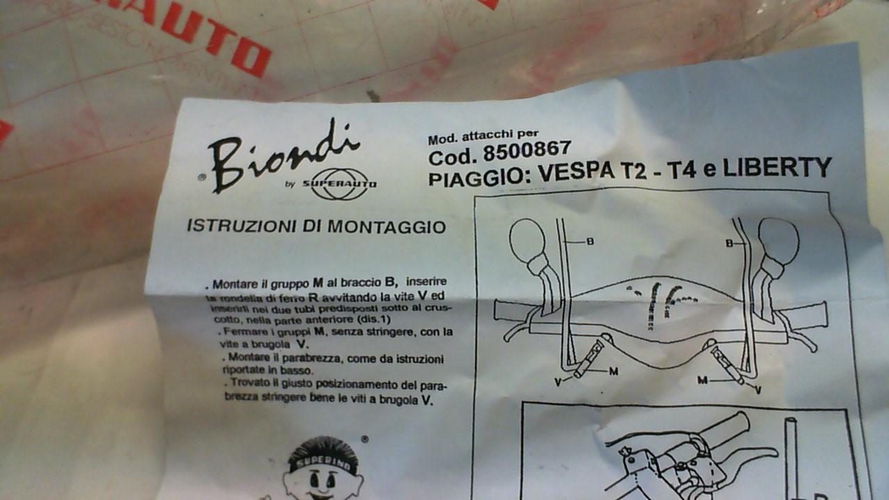 KIT ATTACCHI PARABREZZA PER PIAGGIO VESPA LIBERTY BIONDI 8500867 - immagine 2