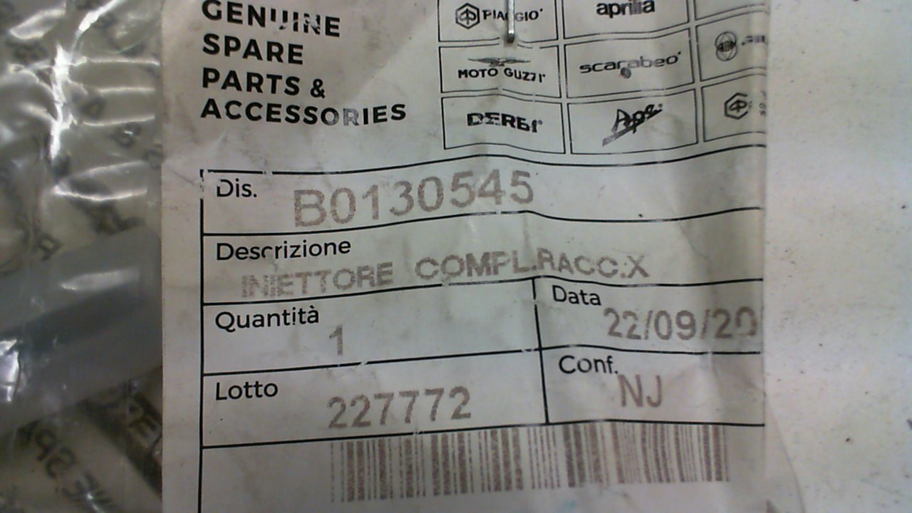 INIETTORE COMPLETO DI RACC. MP3 LIBERTY X10 PIAGGIO B0130545 - immagine 3