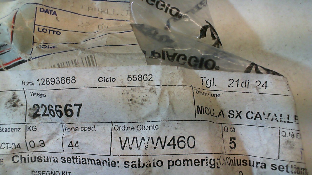 MOLLA SX CAVALLETTO SUPER BRAVO PIAGGIO 226667 - immagine 2