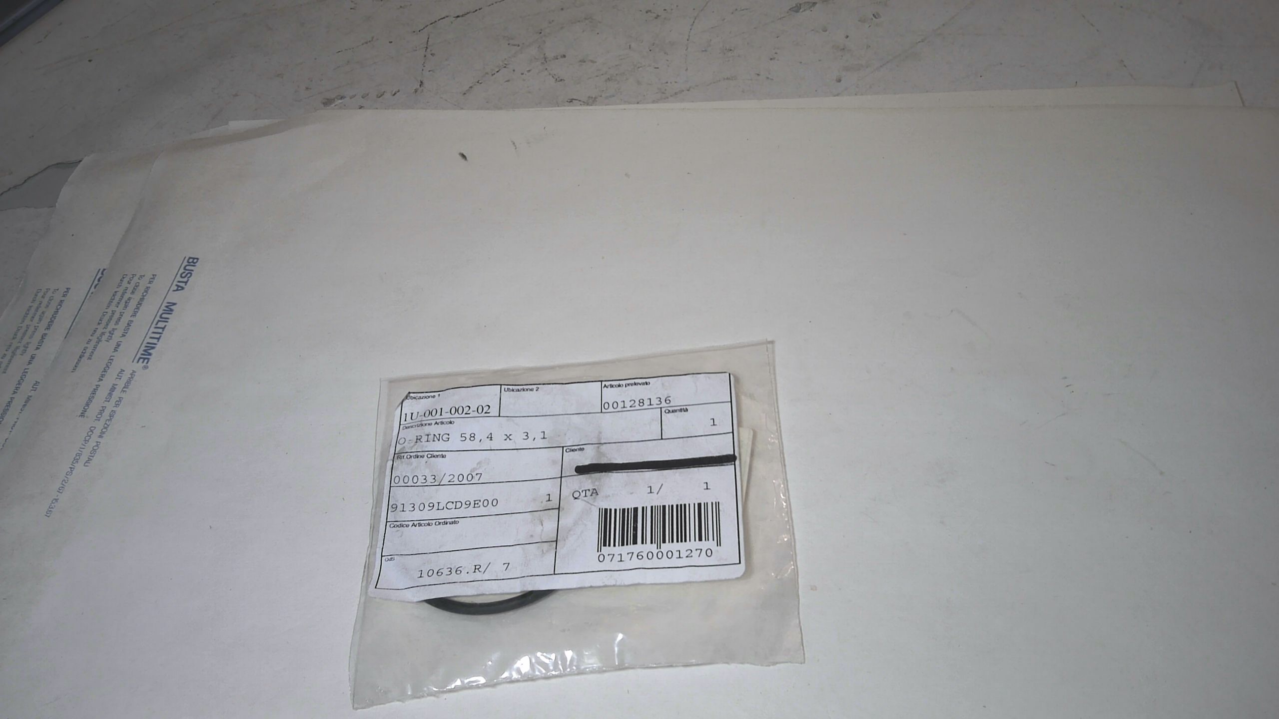 O-RING 58,4 X 3,1 KYMCO MXU 30091309LCD9E00 - immagine 2