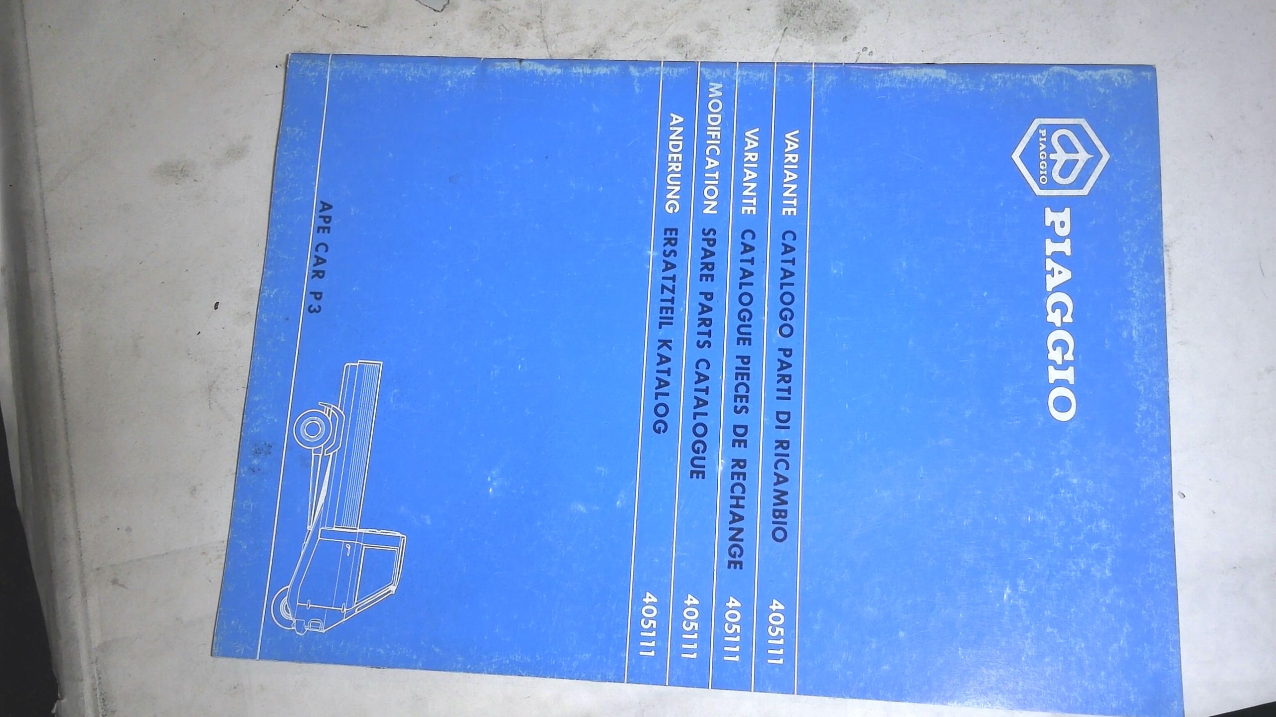 VARIANTE CATALOGO PARTI DI RICAMBIO APE CAR P3 PIAGGIO 405111 Neirotti Ricambi
