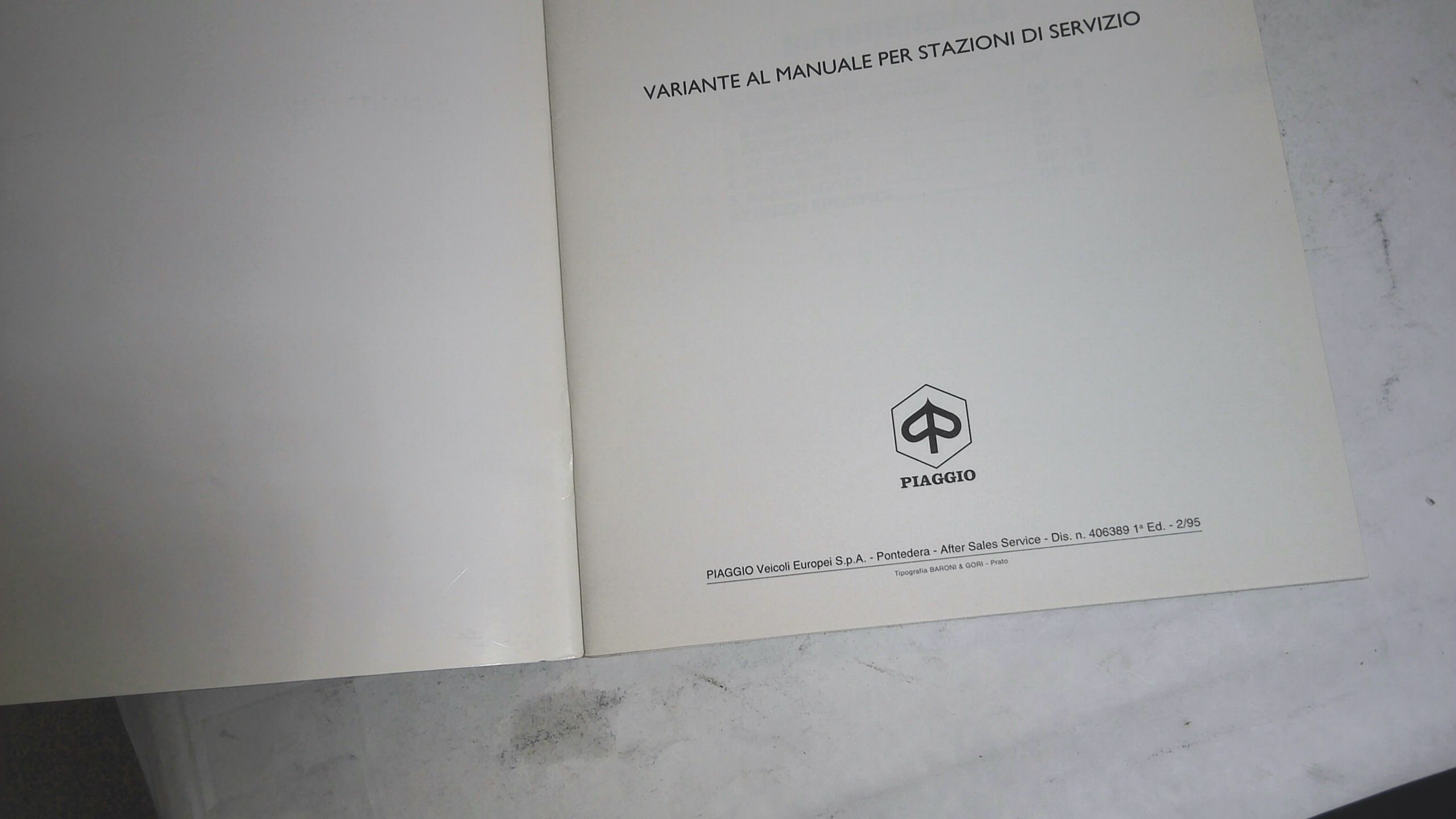 VARIANTE MANUALE PER STAZIONI DI SERVIZIO PORTER PIAGGIO 406389 - immagine 4
