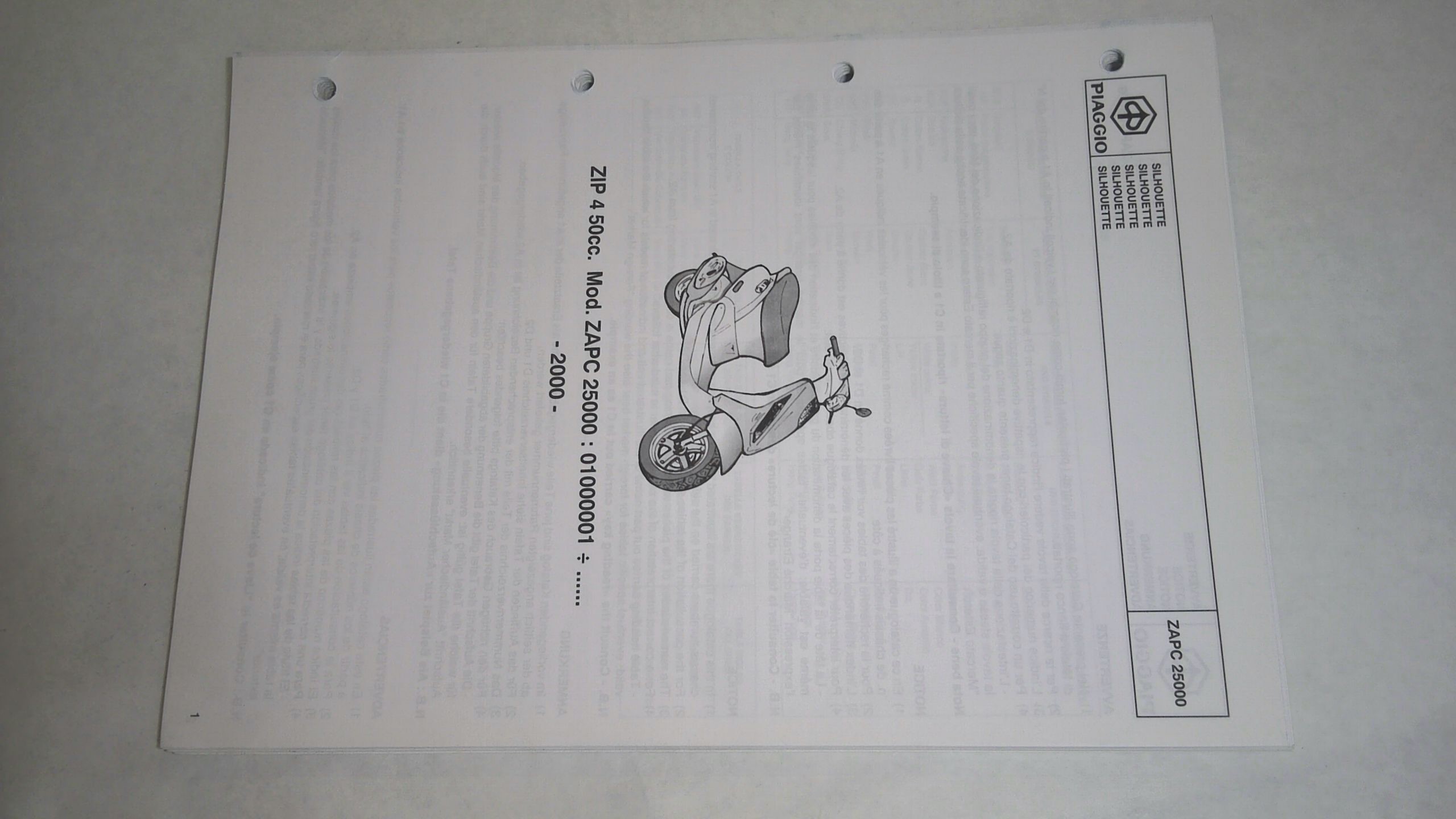CATALOGO PARTI DI RICAMBIO ZIP 4 50 PIAGGIO 594312 - immagine 2