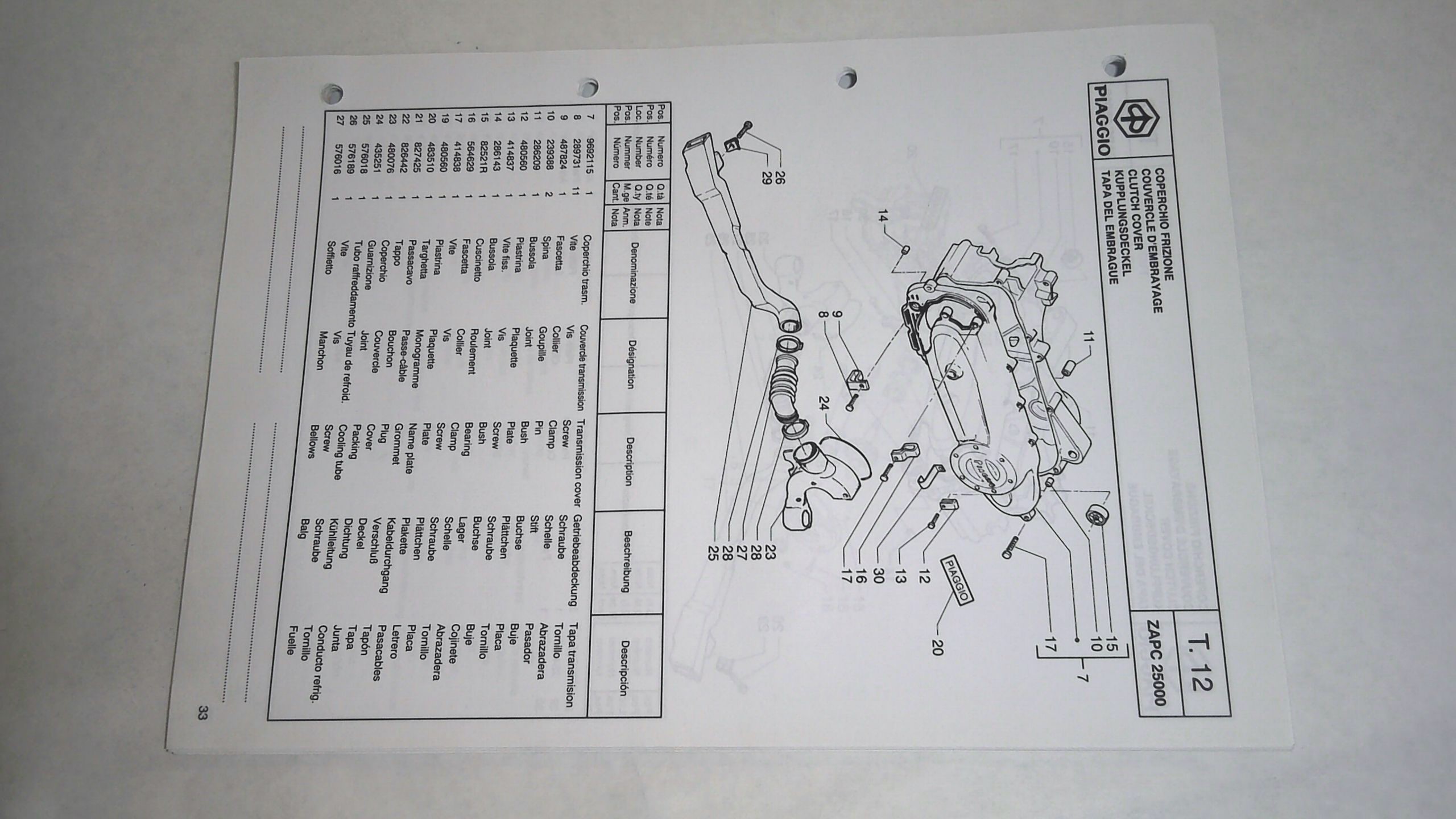 CATALOGO PARTI DI RICAMBIO ZIP 4 50 PIAGGIO 594312 - immagine 3