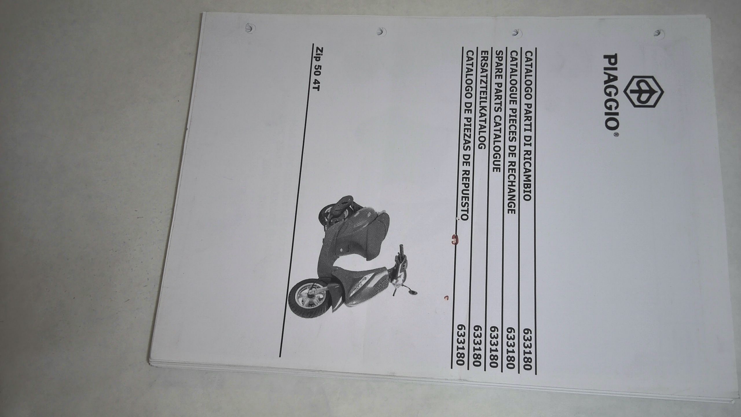 CATALOGO PARTI DI RICAMBIO ZIP 50 4T PIAGGIO 633180