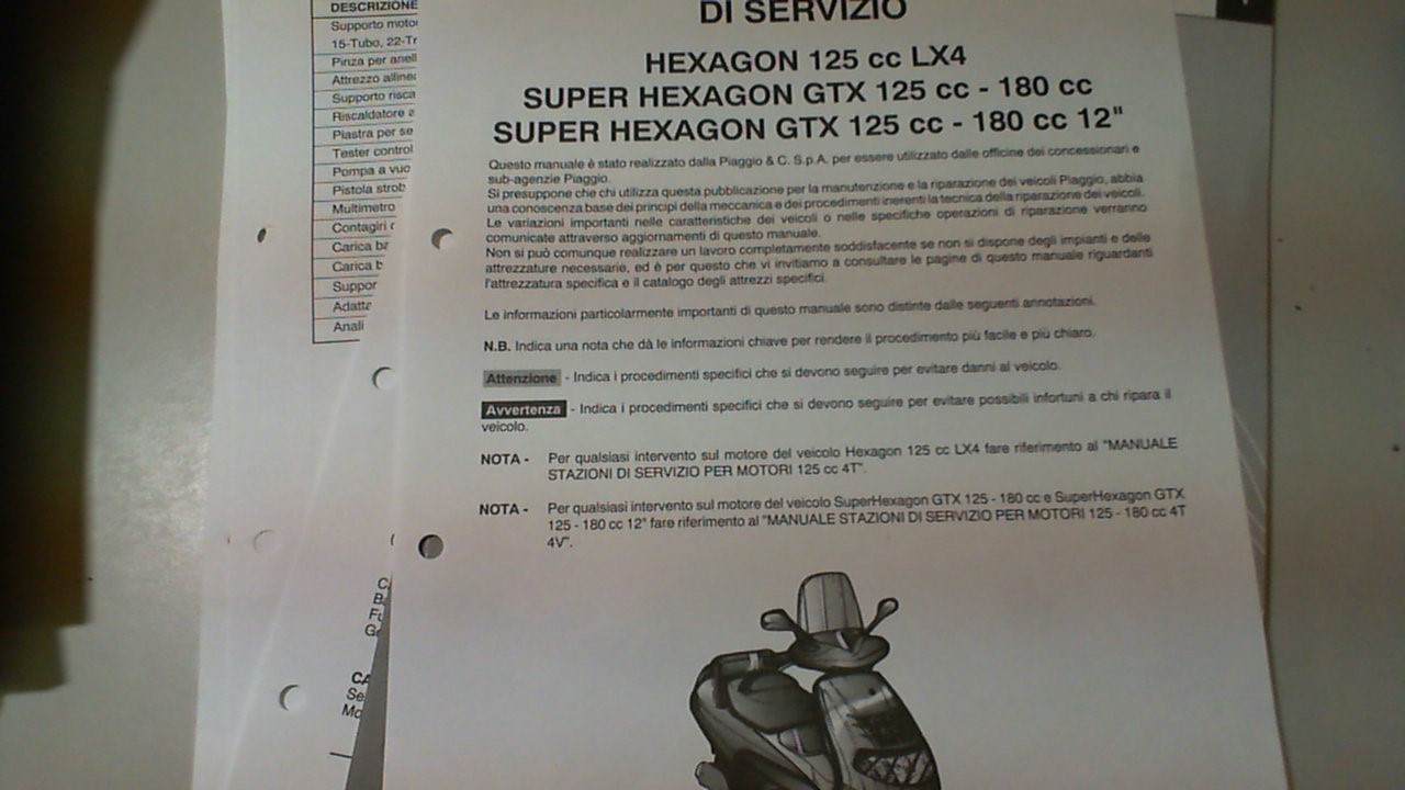 MANUALE OFFICINA HEXAGON PIAGGIO 579066/1 - immagine 4