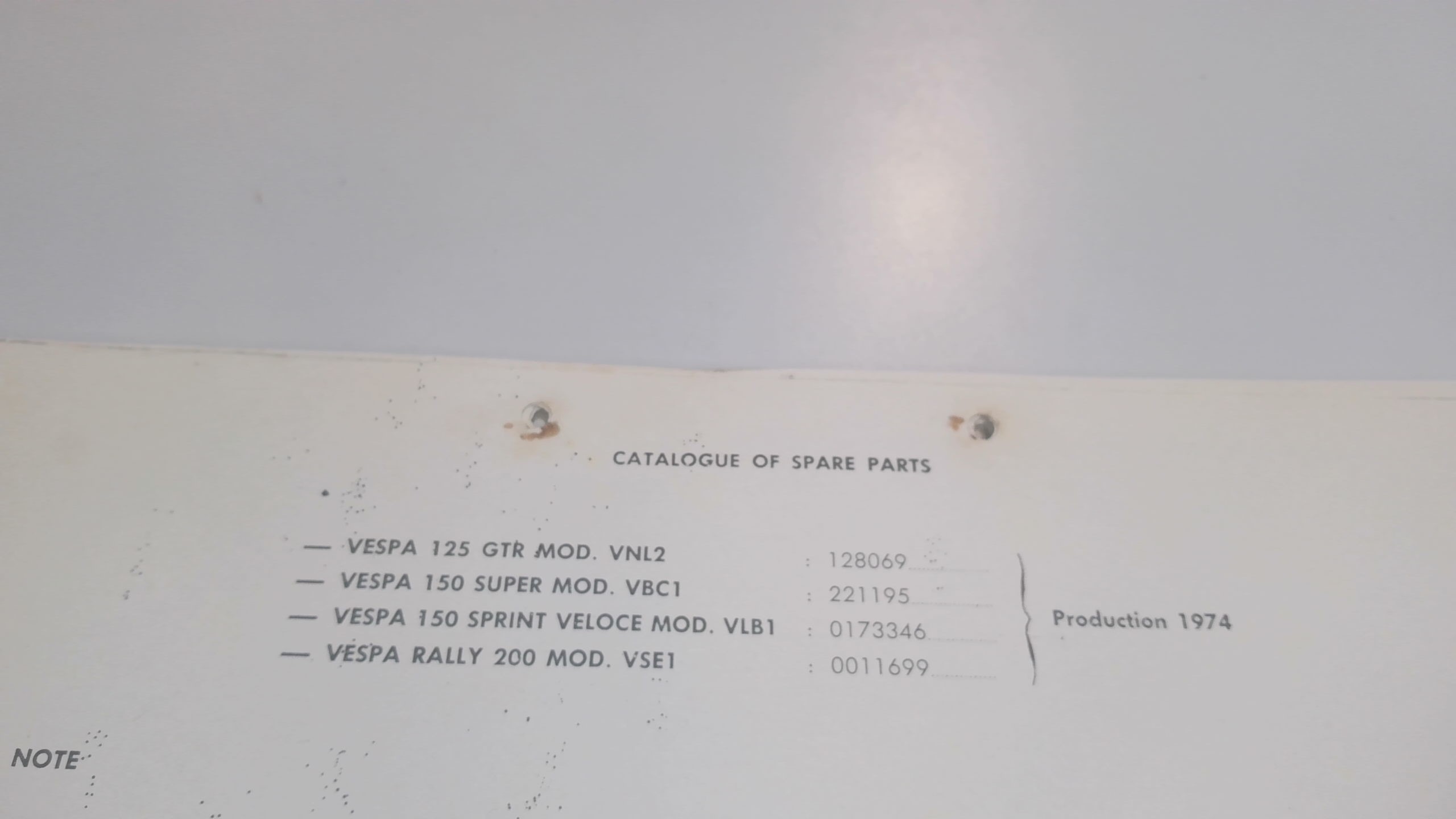 CATALOGO PARTI DI RICAMBIO VESPA PIAGGIO ANNO 1974 - immagine 5