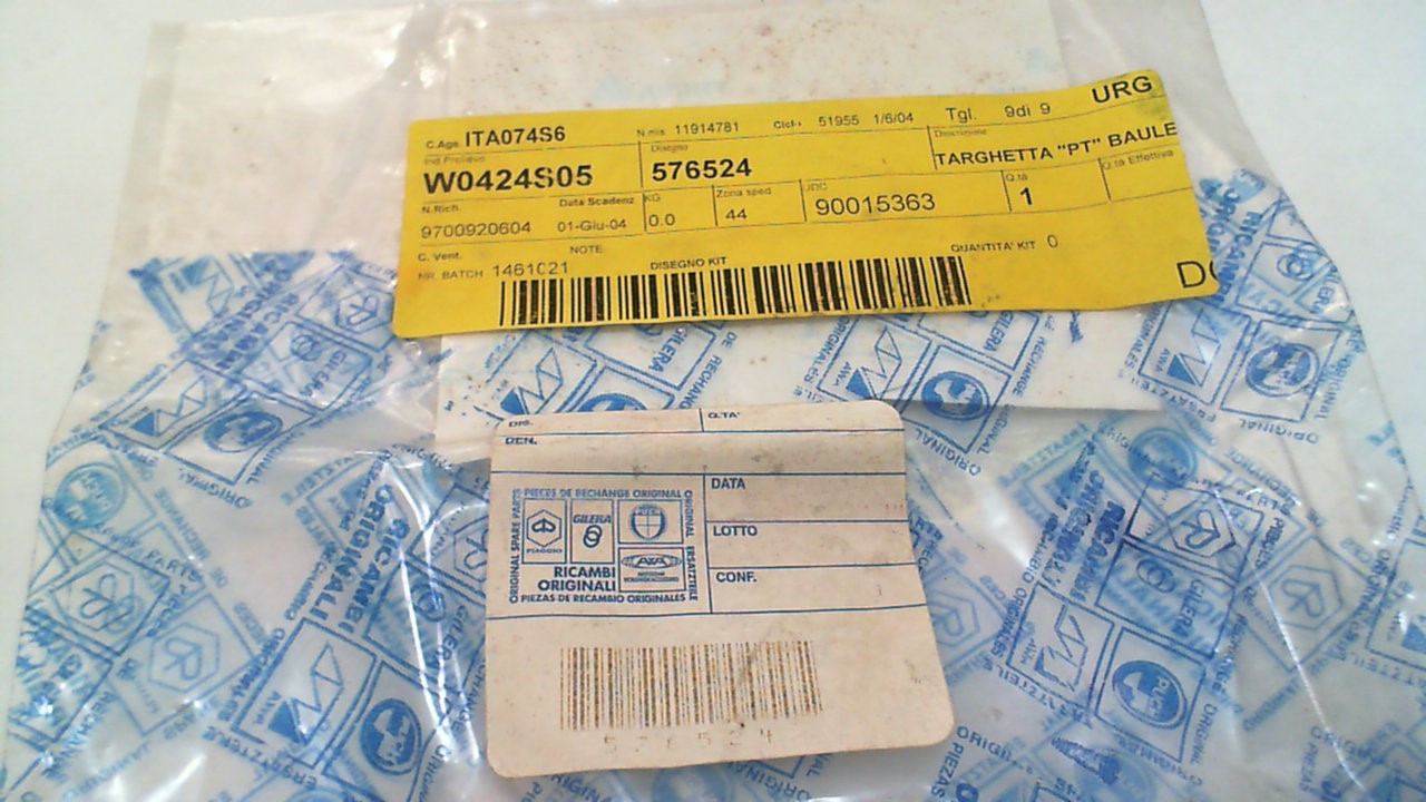 TARGHETTA ADESIVO PT (poste italiane ) PIAGGIO 576524 - immagine 2