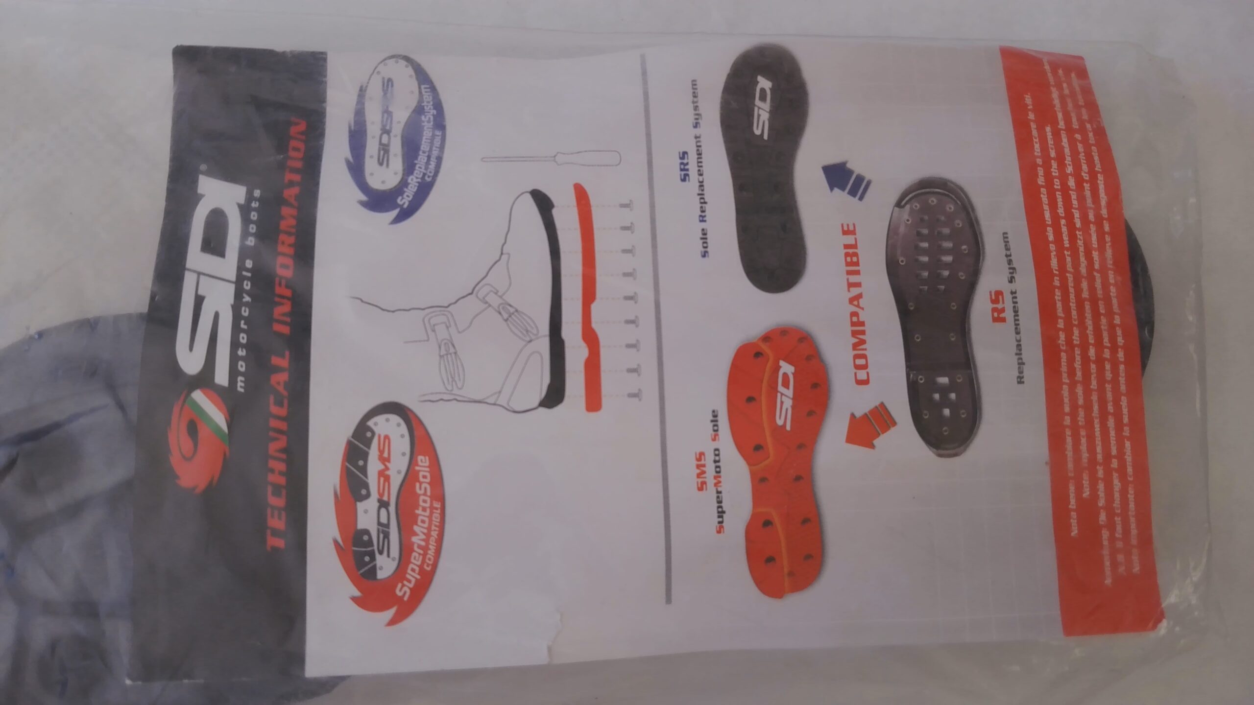 MOD. RICAMBIO SUOLA SUPERMOTO SMS NERO BIANCO EUR 43-44 009593 - immagine 3