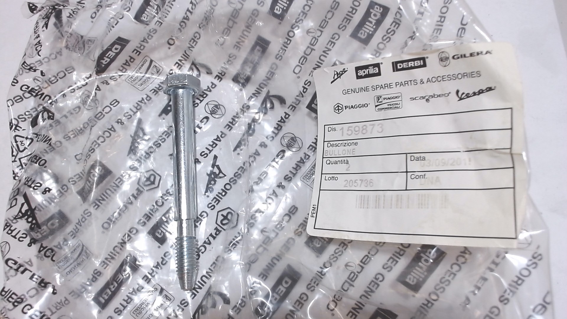 BULLONE FISSAGGIO MEZZALUNA COPRI RUOTA SCORTA VESPA PX COSA PIAGGIO 159873