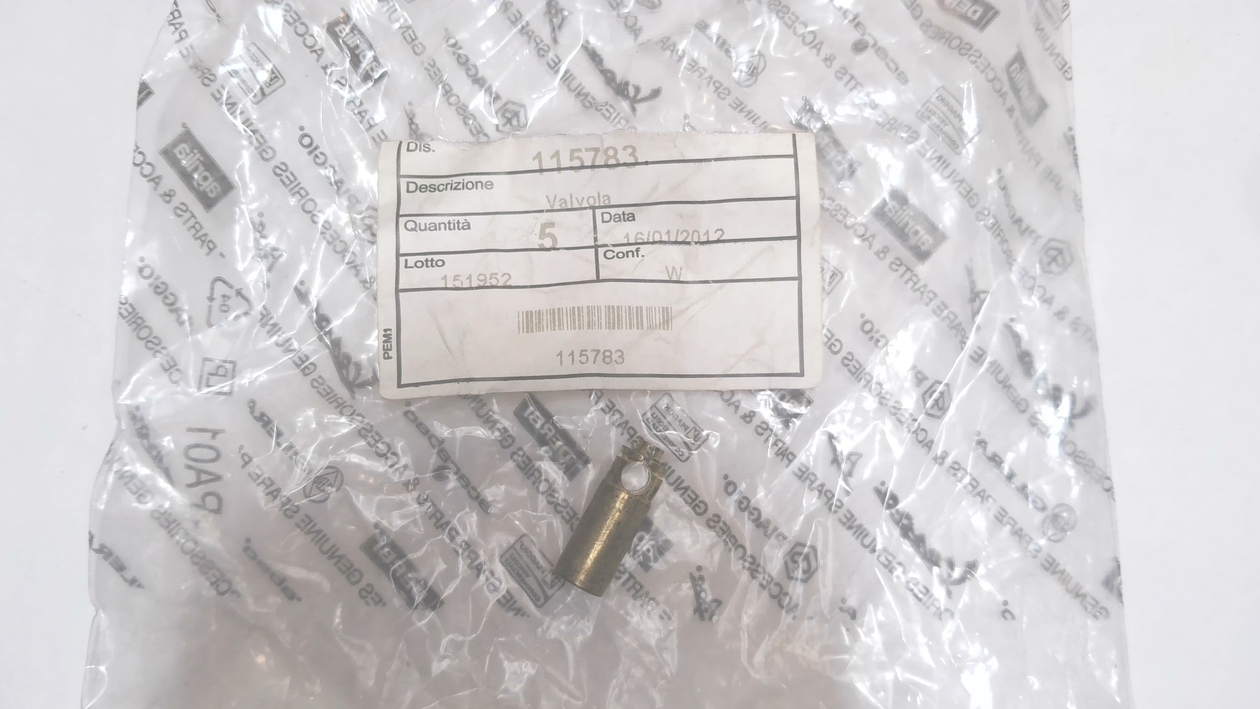 PISTONE VALVOLA CARBURATORE STARTER APE MP 600 600V 500 APECAR PIAGGIO 115783