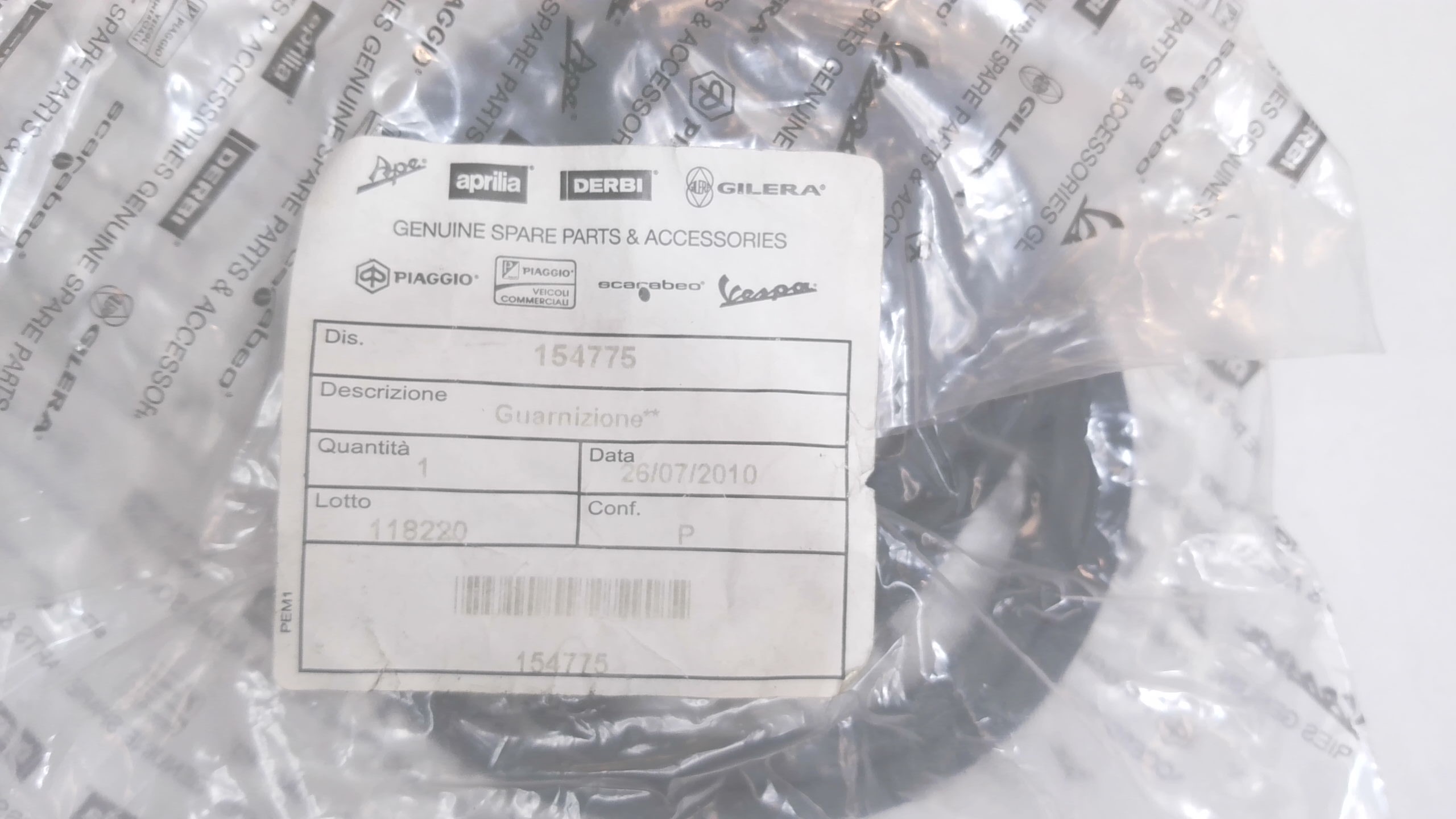 GUARNIZIONE DEFLETTORE GIREVOLE APE MP PIAGGIO 154775