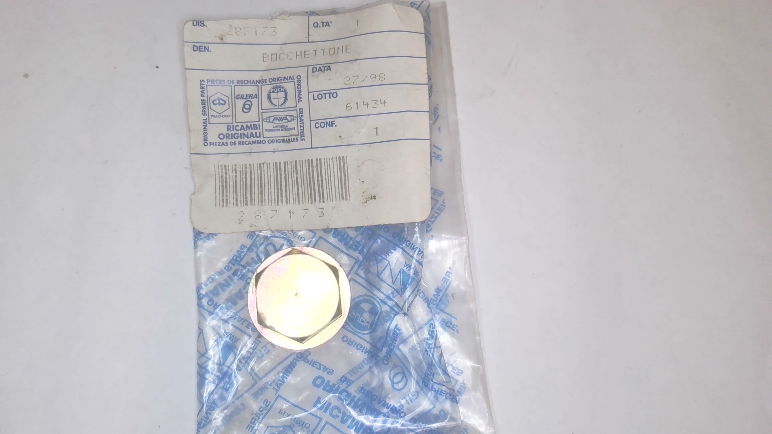 BOCCHETTONE DI RACCORDO TUBO OLIO APE CAR POKER PIAGGIO 287173 - immagine 3