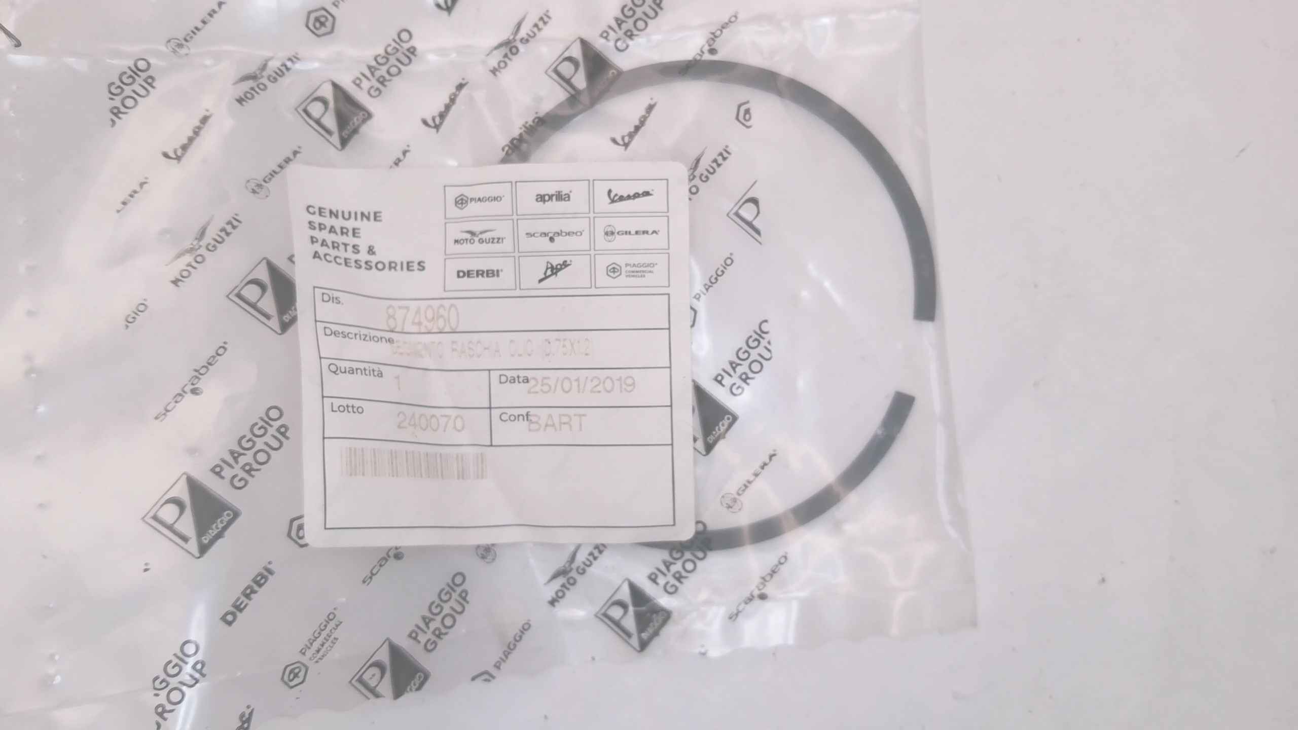 SEGMENTO RASCHIA OLIO BEVERLY MP3 VESPA 300 PIAGGIO 874960